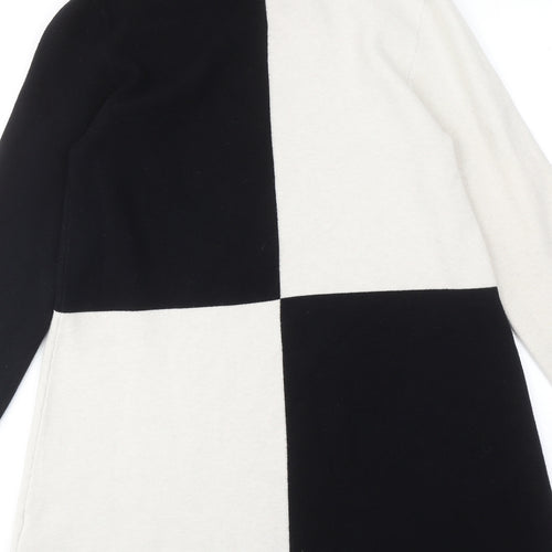 Zara Womens Black Colourblock Viscose Jumper Dress Size L Mock Neck Pullover