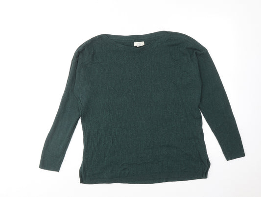 Fat Face Womens Green Round Neck Cotton Pullover Jumper Size 12