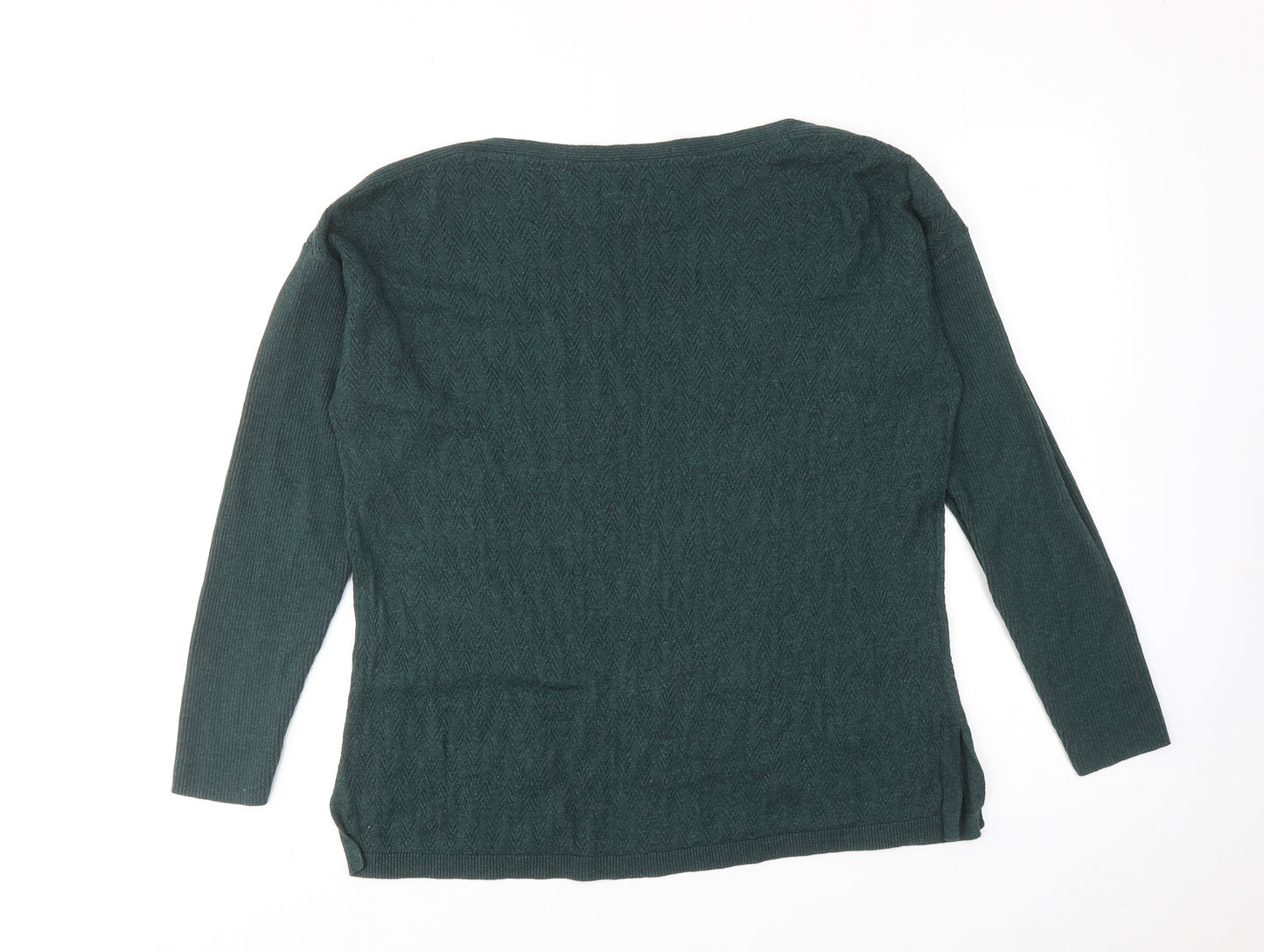 Fat Face Womens Green Round Neck Cotton Pullover Jumper Size 12