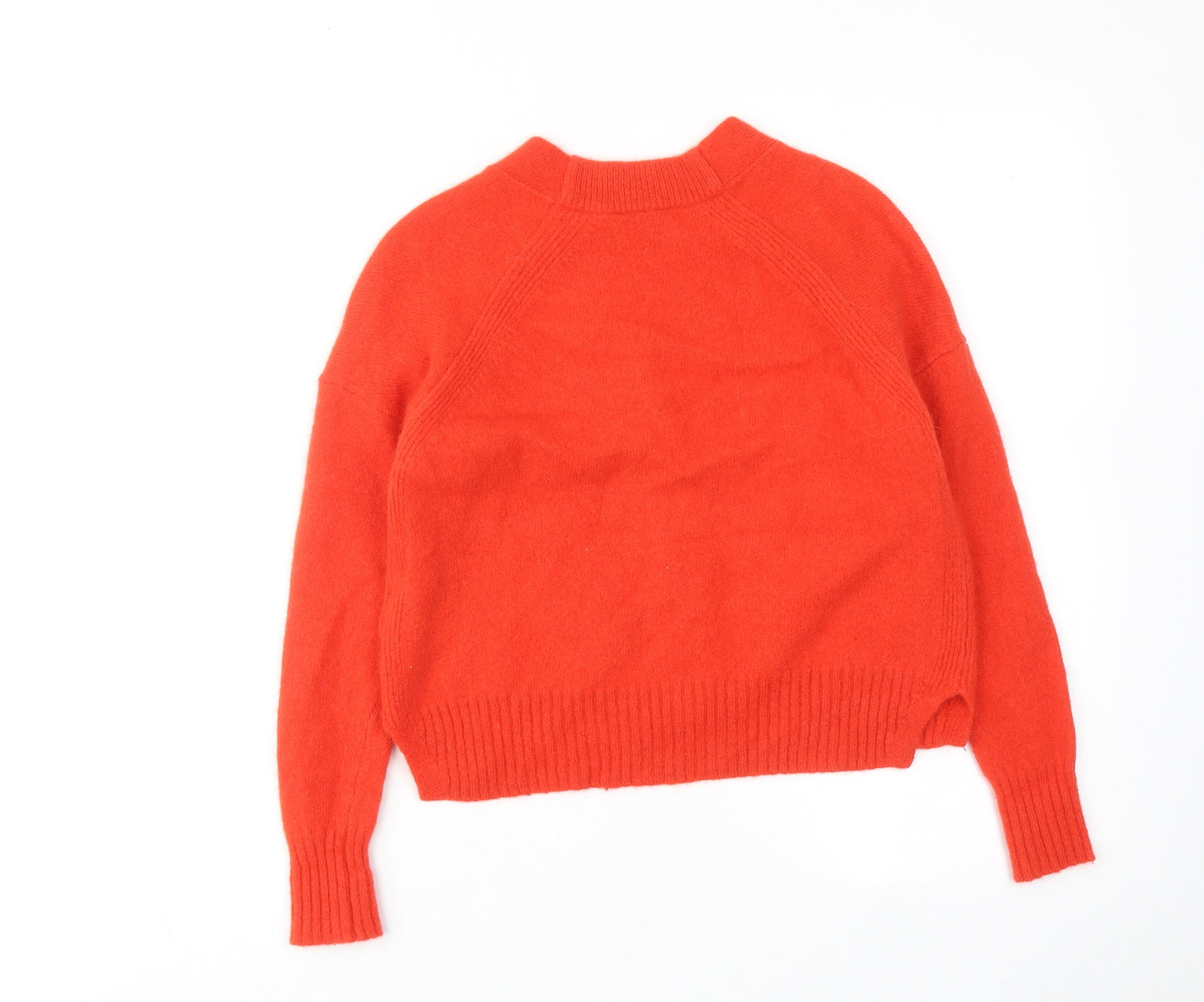 Whistles Womens Orange V-Neck Wool Cardigan Jumper Size XS