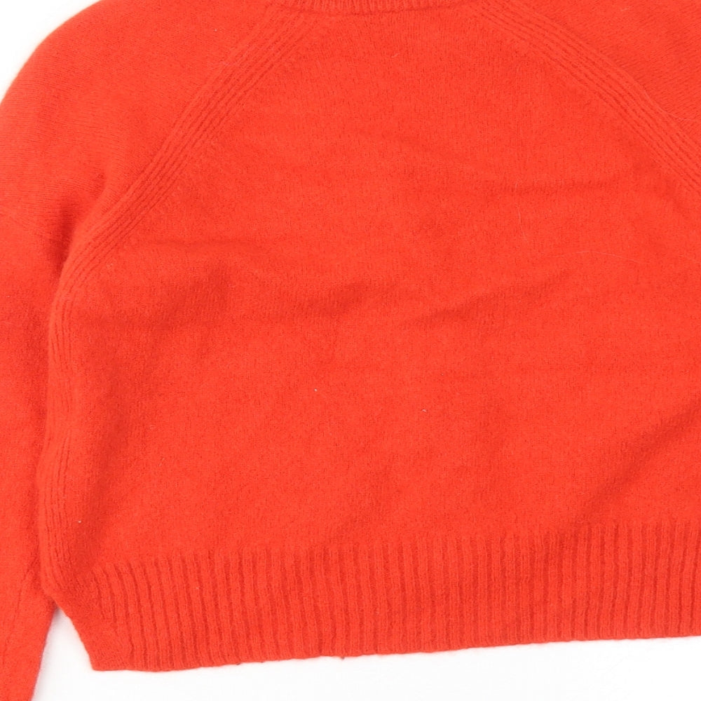 Whistles Womens Orange V-Neck Wool Cardigan Jumper Size XS