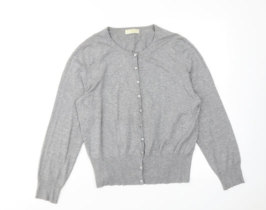 Marks and Spencer Womens Grey Round Neck Viscose Cardigan Jumper Size 16