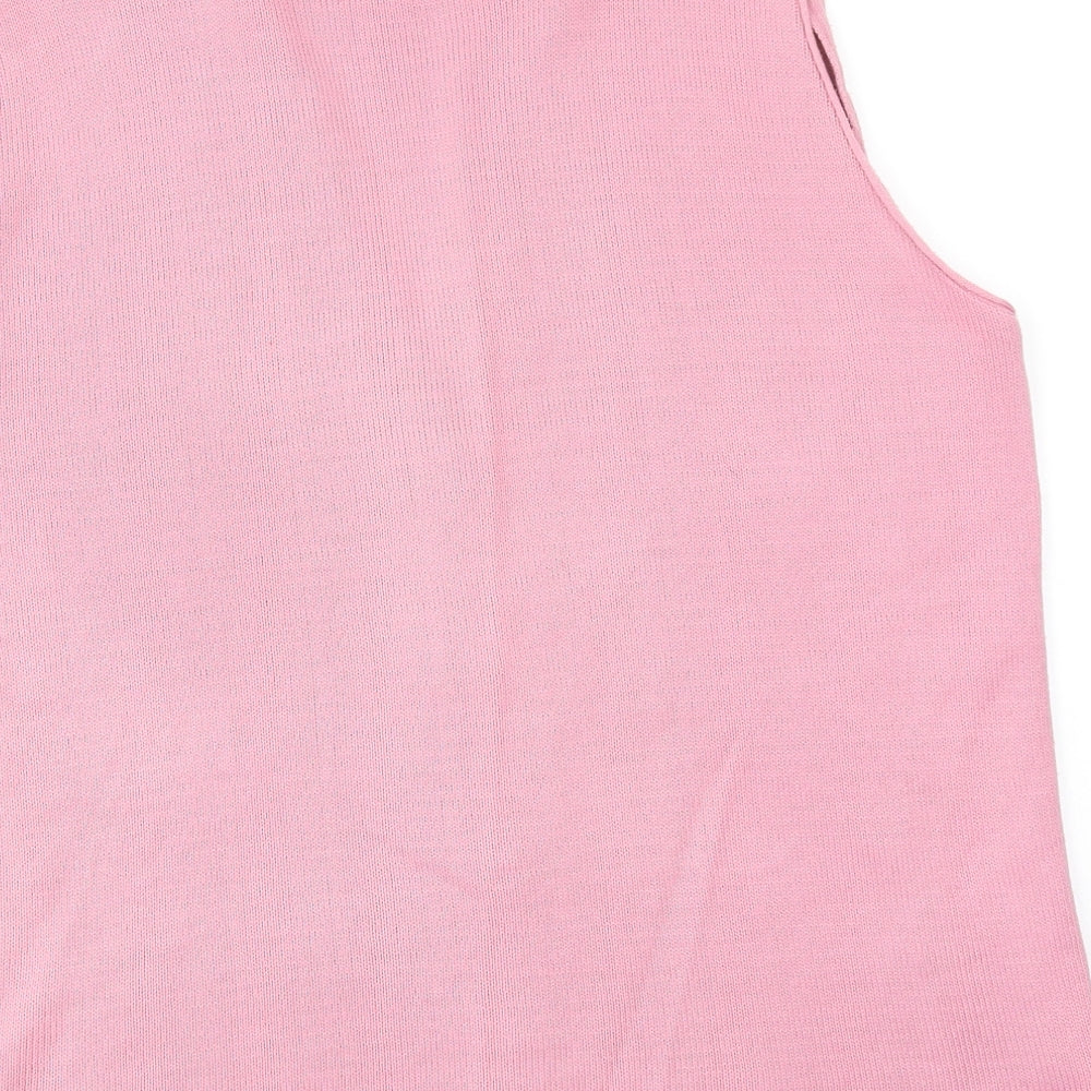 Impressions Womens Pink V-Neck Acrylic Vest Jumper Size M