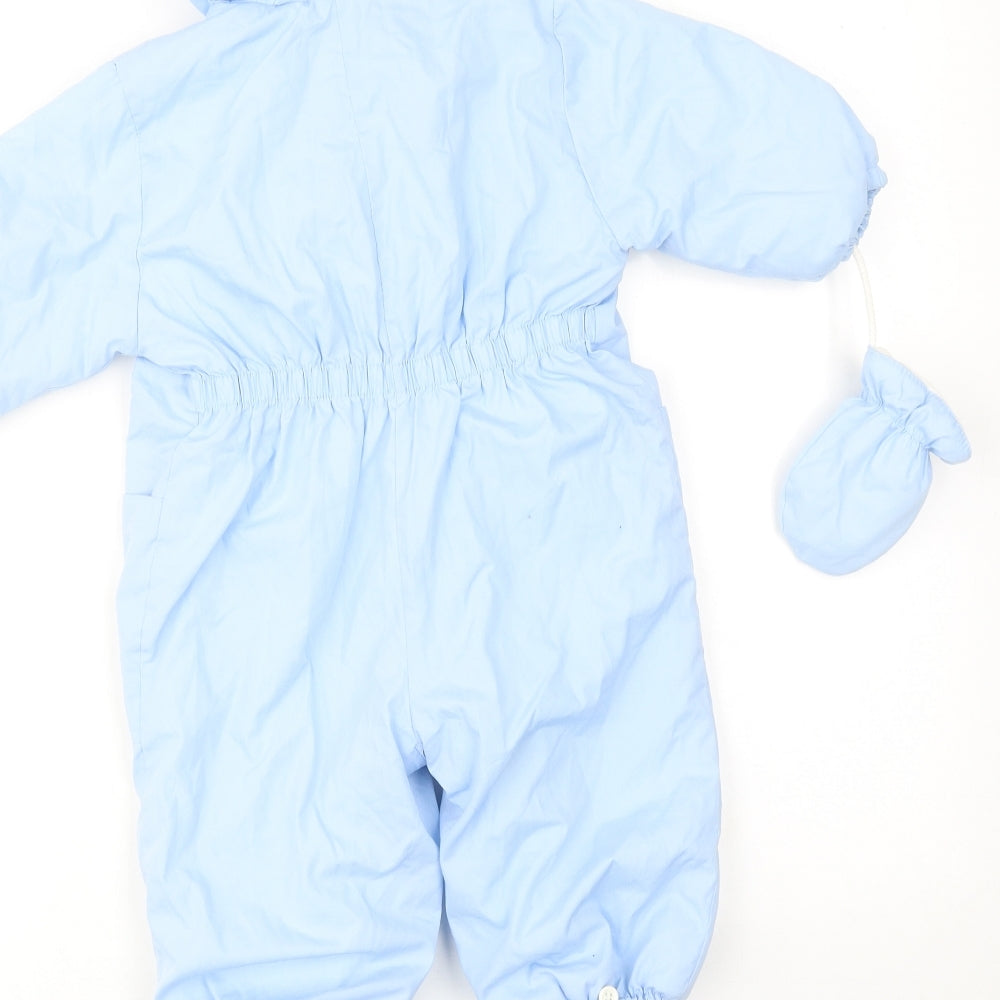 House of Fraser Baby Blue Basic Coat Snowsuit Size 12-18 Months Zip