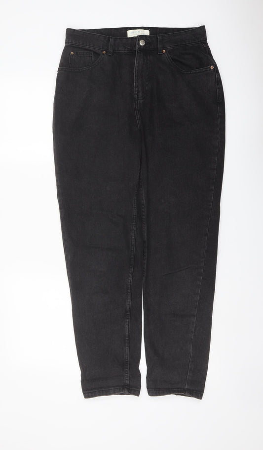 Denim & Co. Womens Black Cotton Tapered Jeans Size 12 L28 in Regular Button