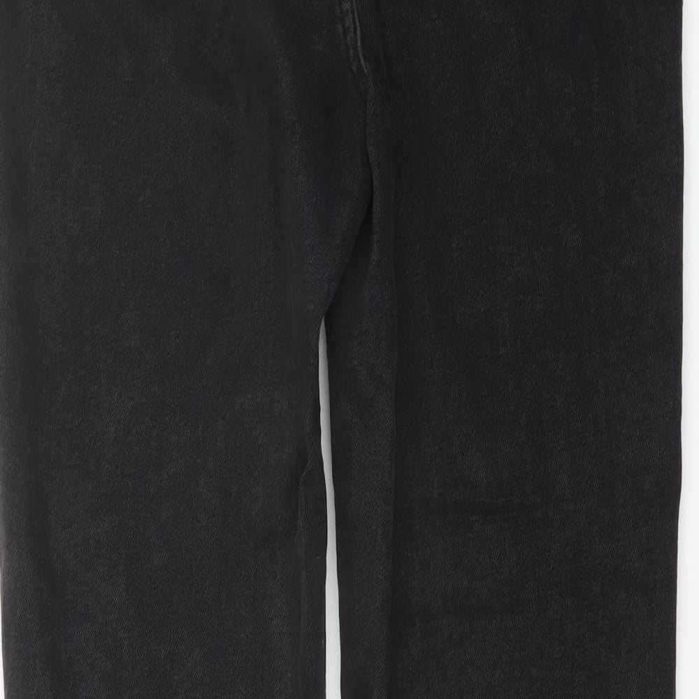 Denim & Co. Womens Black Cotton Tapered Jeans Size 12 L28 in Regular Button
