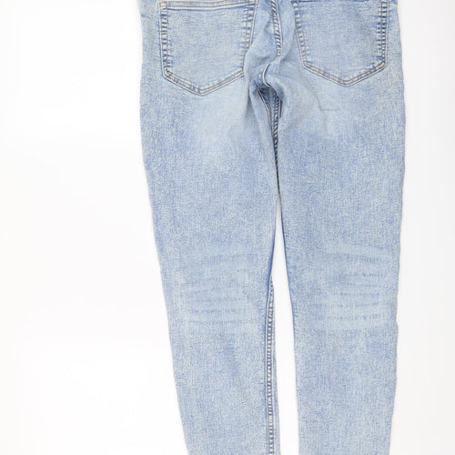 H&M Womens Blue Cotton Skinny Jeans Size 12 L29 in Regular Button
