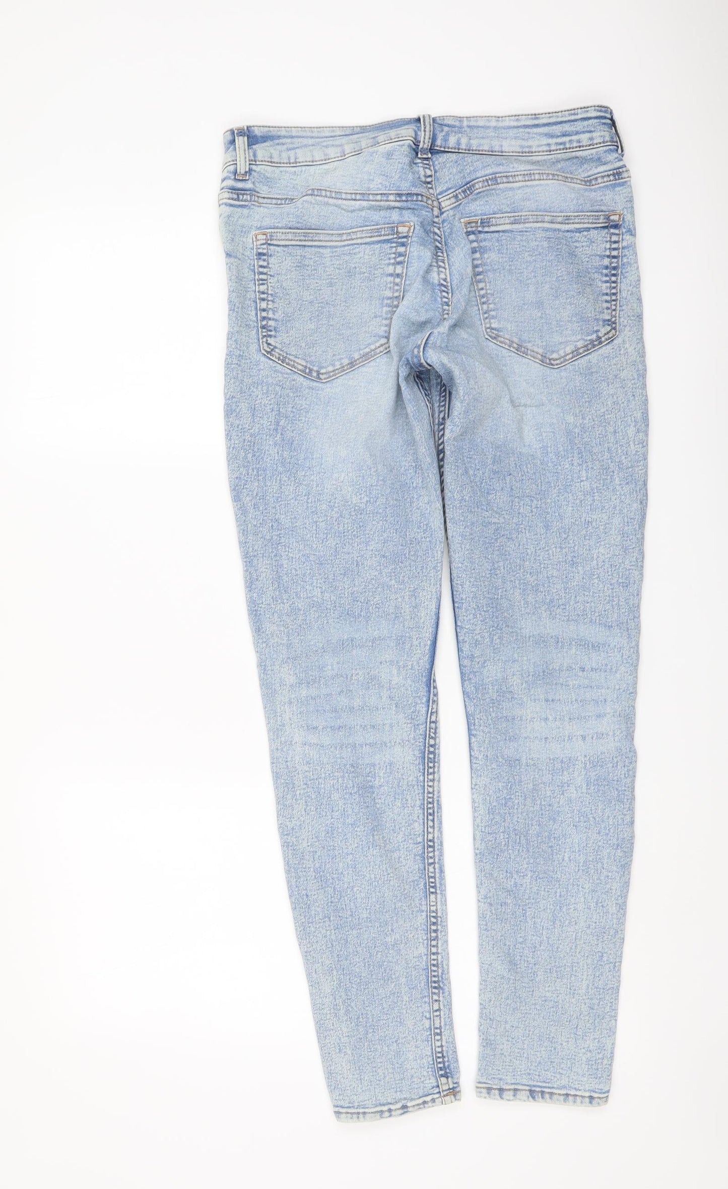 H&M Womens Blue Cotton Skinny Jeans Size 12 L29 in Regular Button