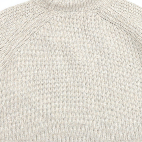 Pull&Bear Womens Beige Roll Neck Acrylic Pullover Jumper Size L