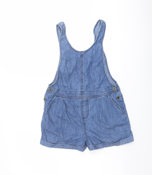 Marks and Spencer Girls Blue Cotton Dungaree One-Piece Size 10-11 Years Button