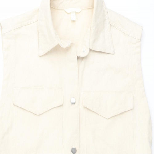 H&M Womens Beige Jacket Waistcoat Size S Button