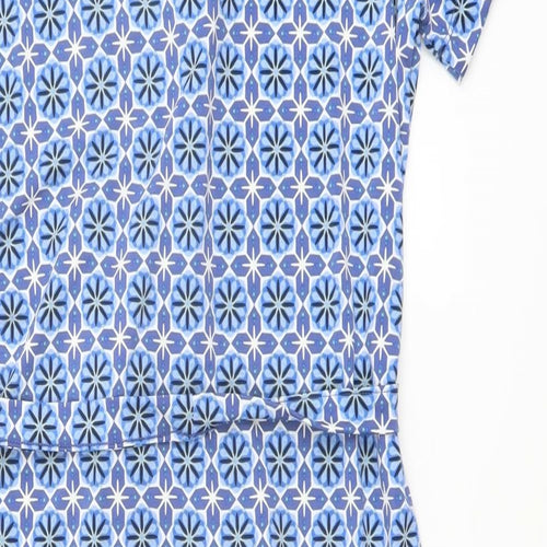 Max Studio Womens Blue Geometric Polyester Shirt Dress Size S Collared Button