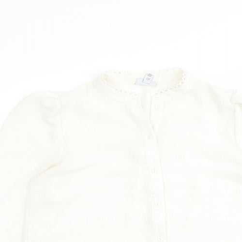 VERO MODA Womens Ivory Polyester Basic Button-Up Size M V-Neck