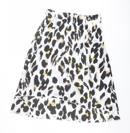 Boohoo Womens Multicoloured Animal Print Polyester Swing Skirt Size 8 Zip - Leopard pattern