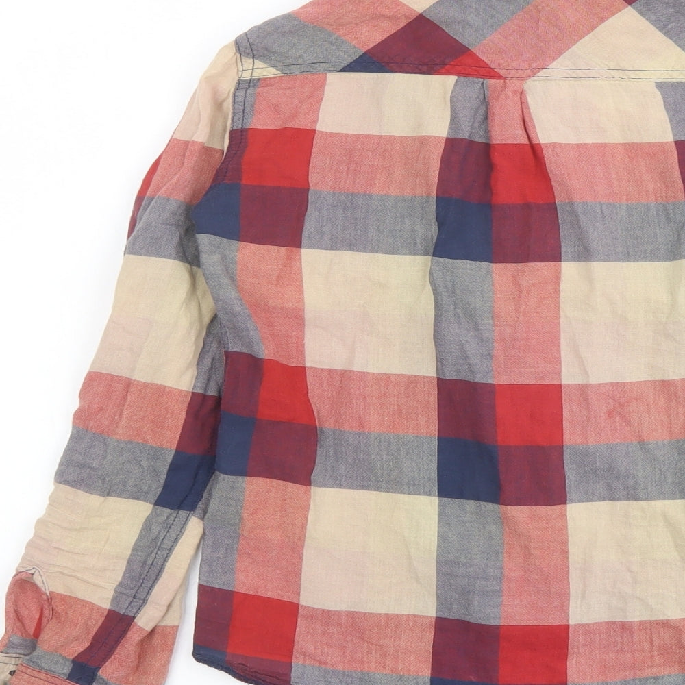 Topshop Womens Multicoloured Plaid Cotton Basic Button-Up Size 4 Collared