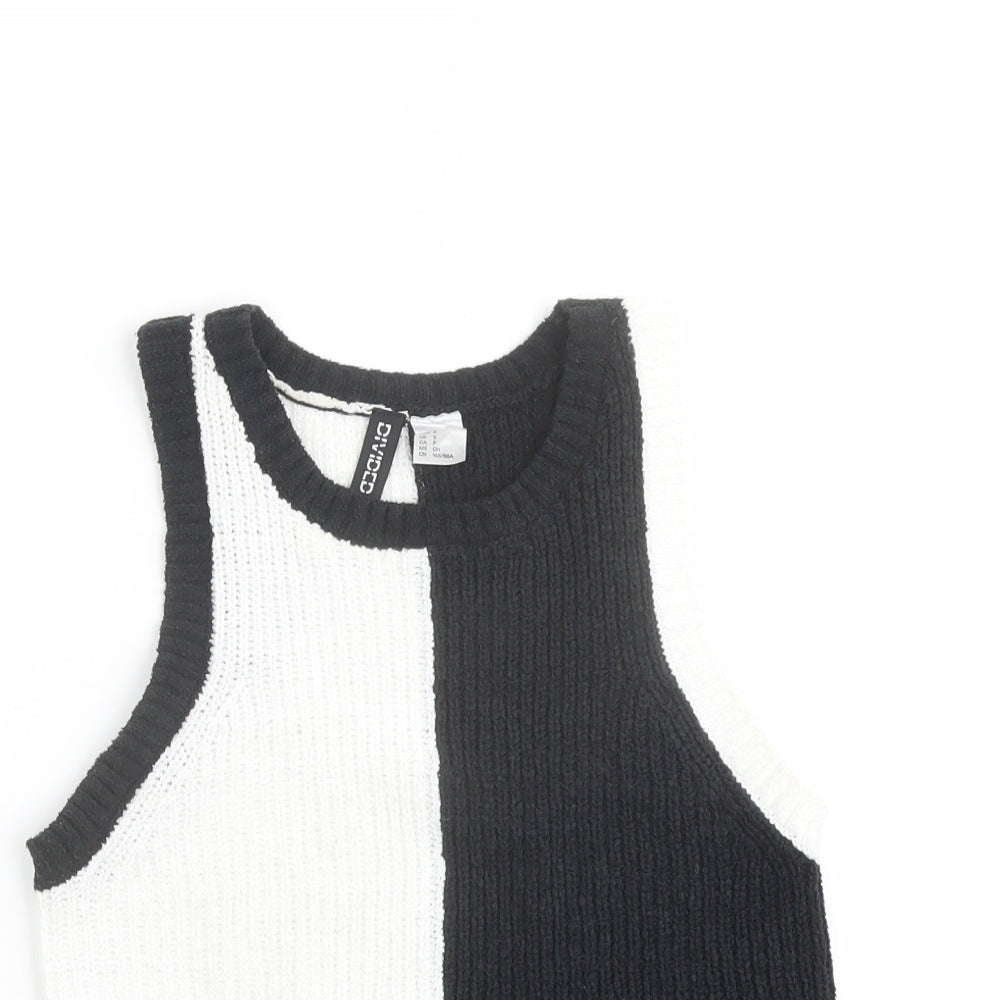 H&M Womens Black Polyester Cropped Tank Size S Round Neck