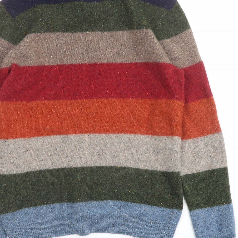 Fat Face Womens Multicoloured Round Neck Striped Wool Pullover Jumper Size M