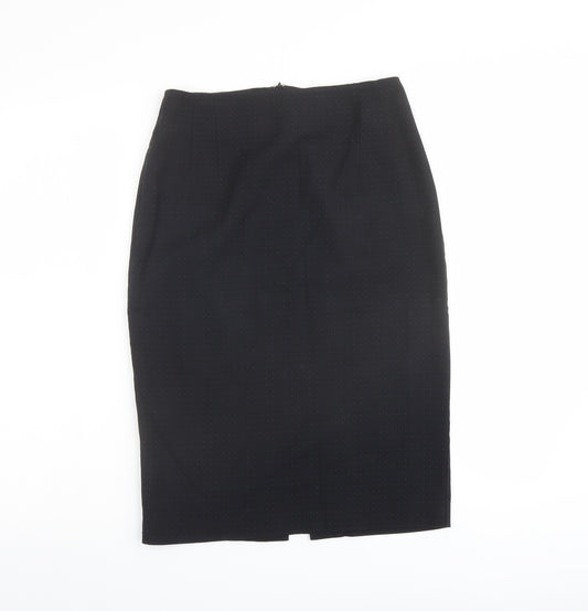 Warehouse Womens Black Polka Dot Polyester A-Line Skirt Size 6 Zip