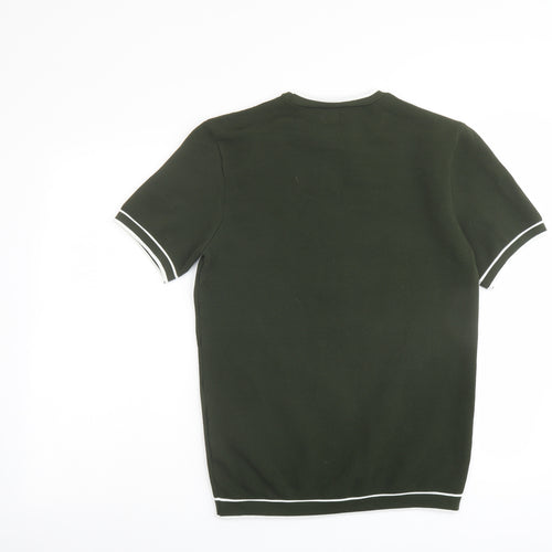 River Island Mens Green Polyester T-Shirt Size S Round Neck
