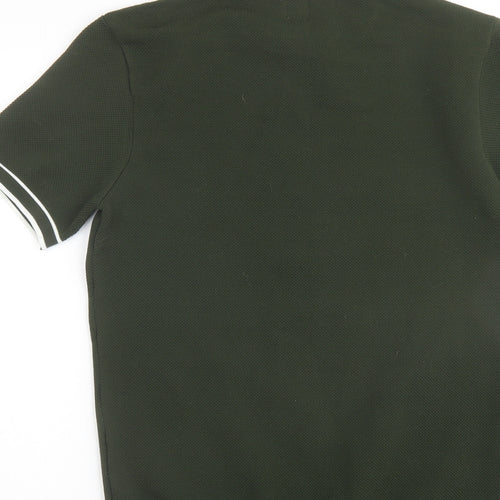 River Island Mens Green Polyester T-Shirt Size S Round Neck