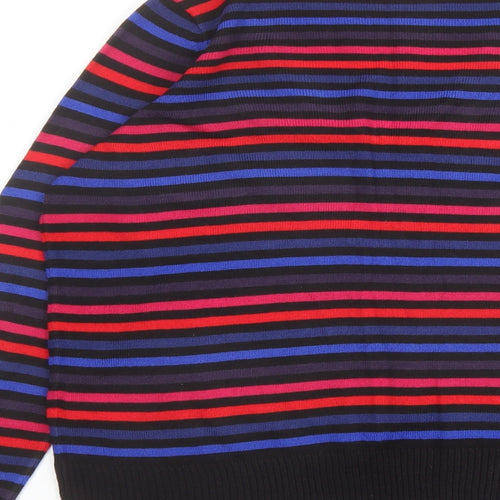 Marks and Spencer Womens Multicoloured V-Neck Striped Acrylic Pullover Jumper Size 14