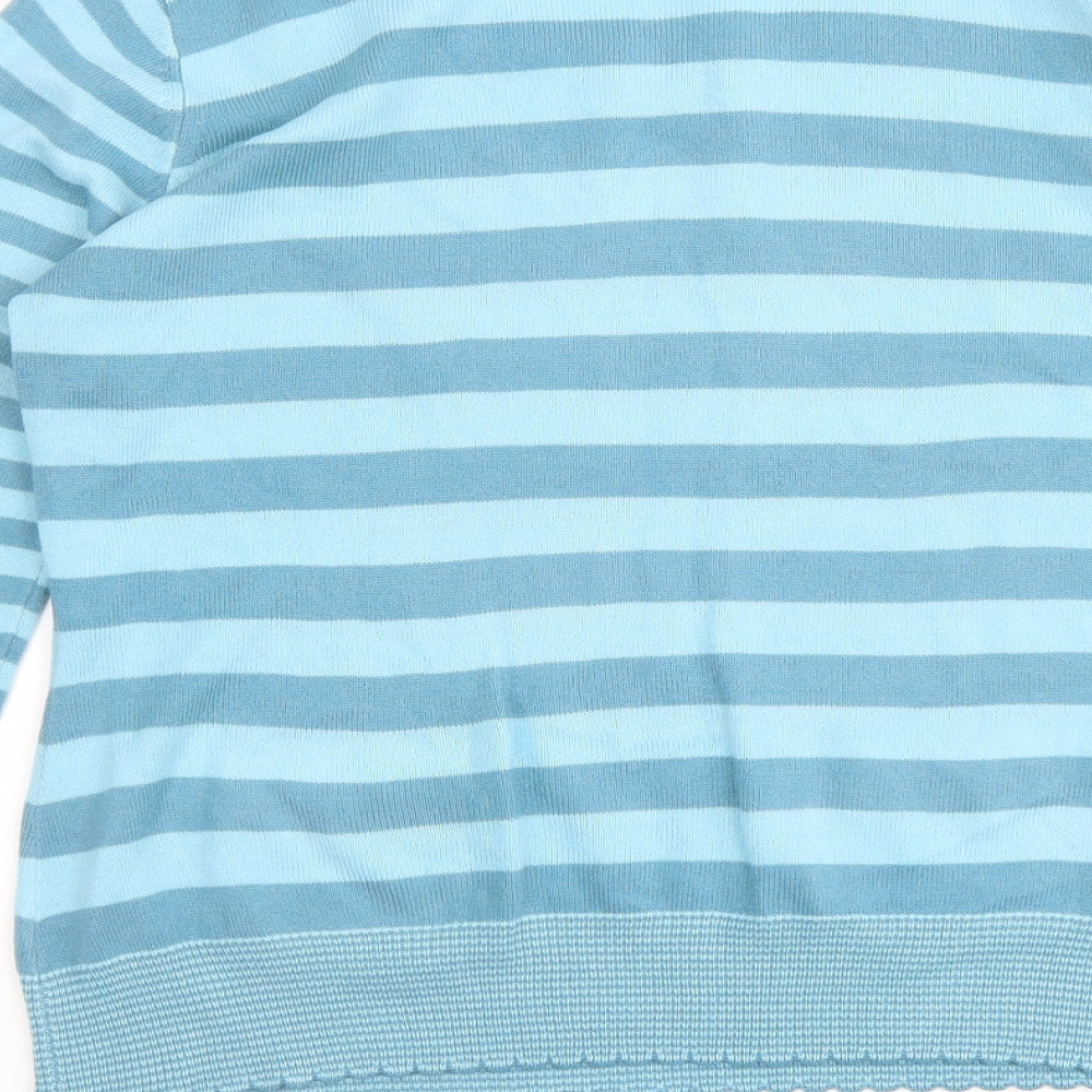 Per Una Womens Blue Round Neck Striped Acrylic Pullover Jumper Size 12