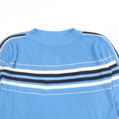 Urban Outfitters Womens Blue Round Neck Striped Acrylic Pullover Jumper Size S
