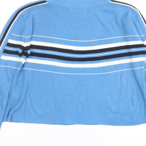 Urban Outfitters Womens Blue Round Neck Striped Acrylic Pullover Jumper Size S