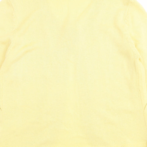 Alexara Womens Yellow Round Neck Acrylic Cardigan Jumper Size L