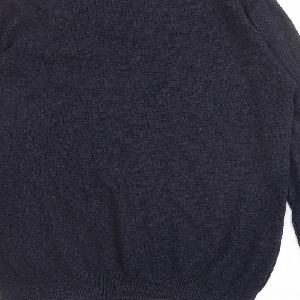 Very Mens Blue Round Neck Geometric Cotton Pullover Jumper Size M Long Sleeve