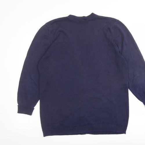 Marks and Spencer Womens Blue V-Neck Cotton Cardigan Jumper Size 12
