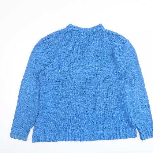 Zara Womens Blue Round Neck Cotton Pullover Jumper Size M