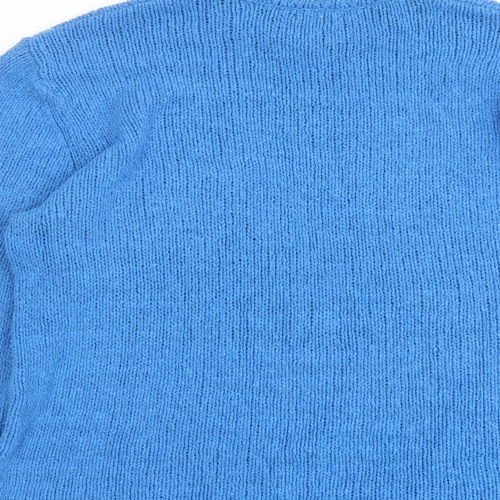 Zara Womens Blue Round Neck Cotton Pullover Jumper Size M