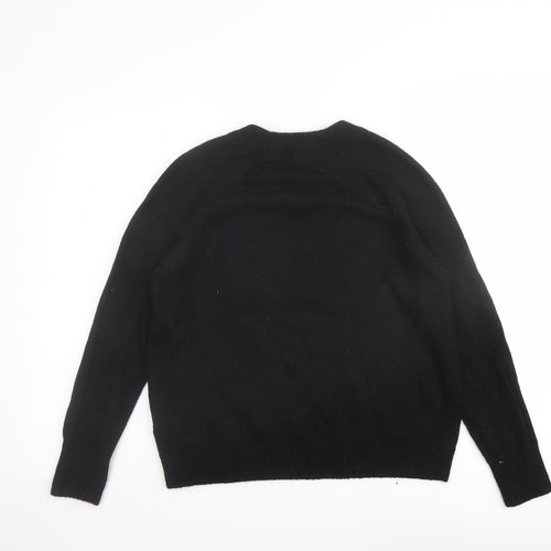 H&M Womens Black Round Neck Polyamide Pullover Jumper Size S - Christmas Sealed with a kiss