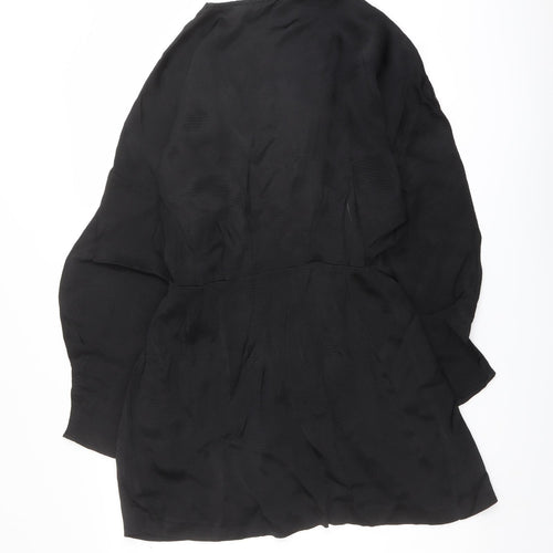 Zara Womens Black Polyester Wrap Dress Size S V-Neck Pullover