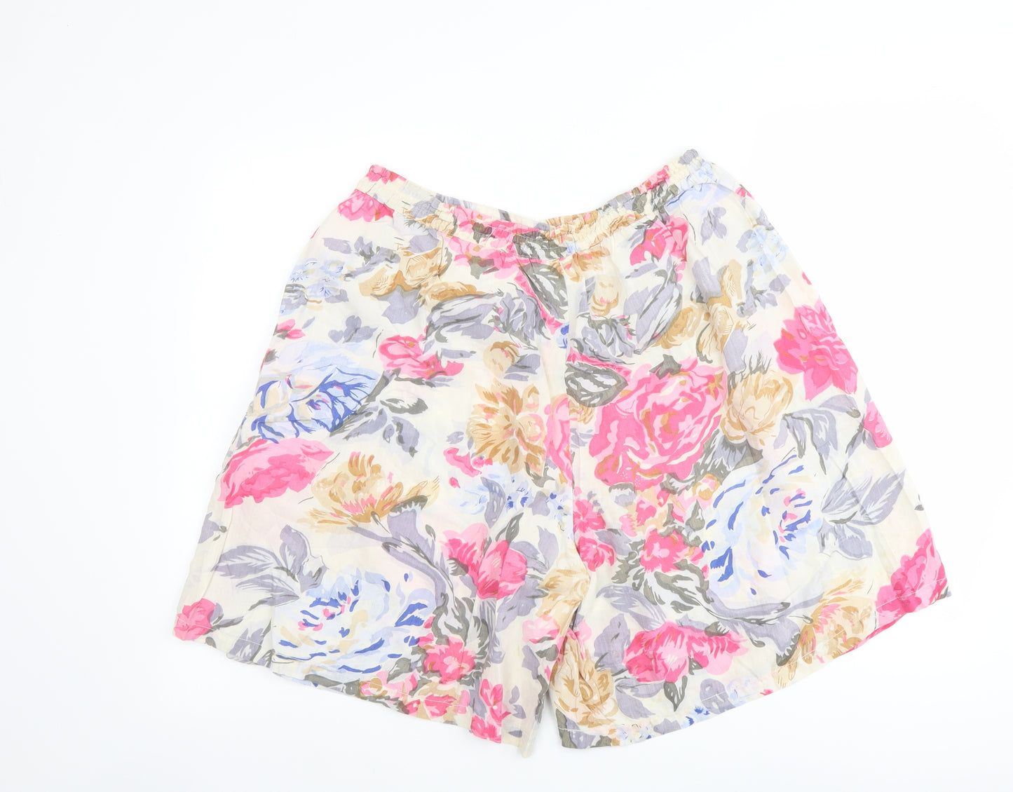 Influence Womens Multicoloured Floral Viscose Basic Shorts Size 12 L8 in Regular Button