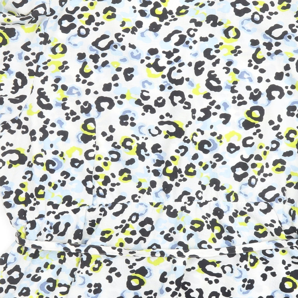 Marks and Spencer Womens Multicoloured Animal Print Polyester Basic Blouse Size 22 V-Neck - Leopard Print
