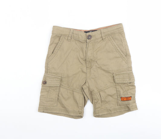 Threadboys Boys Beige Cotton Cargo Shorts Size 7-8 Years Regular Zip