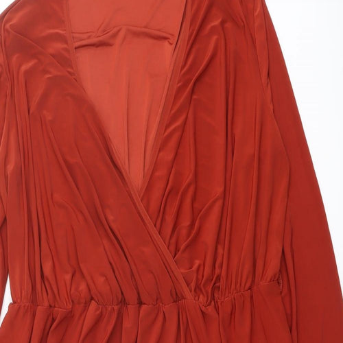 Club L Womens Red Polyester Skater Dress Size 22 V-Neck Pullover