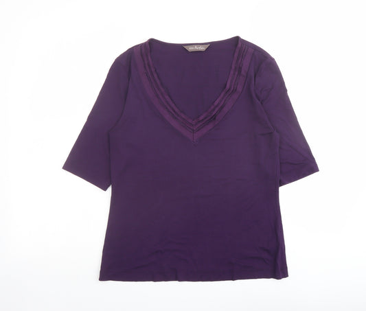 Marks and Spencer Womens Purple V-Neck Viscose Pullover Jumper Size 12