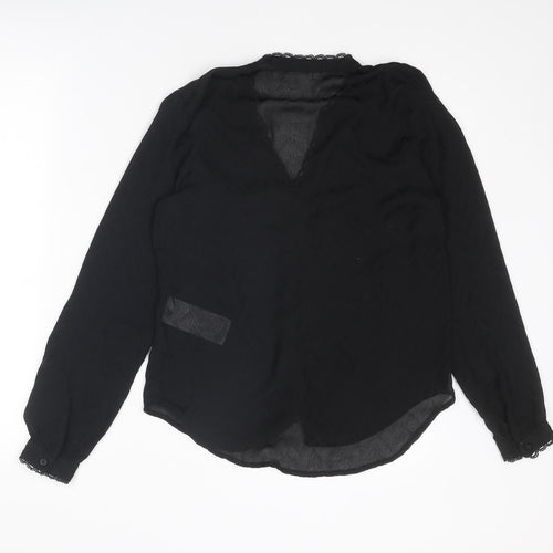 VERO MODA Womens Black Polyester Basic Blouse Size S V-Neck