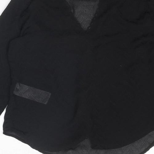 VERO MODA Womens Black Polyester Basic Blouse Size S V-Neck