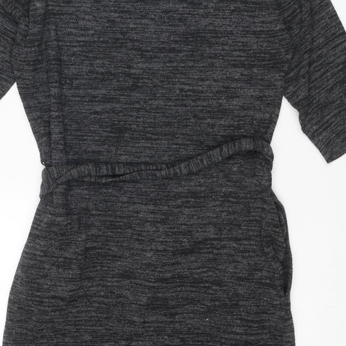 Classic Womens Grey Viscose Jumper Dress Size 6 Round Neck Pullover