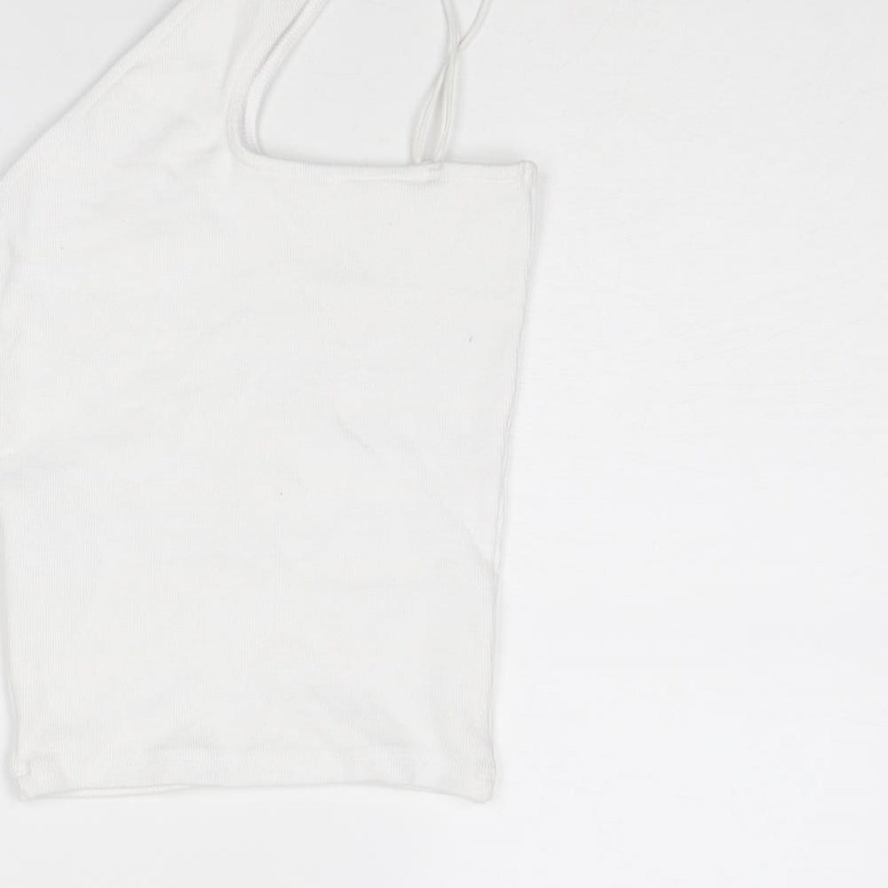 Zara Womens White Cotton Basic Tank Size S One Shoulder - Asymmetric Neckline