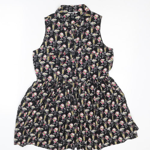 New Look Womens Multicoloured Geometric Viscose Shirt Dress Size 10 Collared Button - Dessert pattern