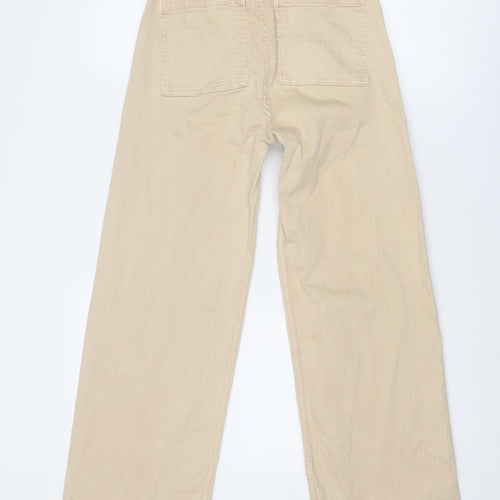 Denim & Co. Womens Beige Cotton Wide-Leg Jeans Size 6 Regular Zip