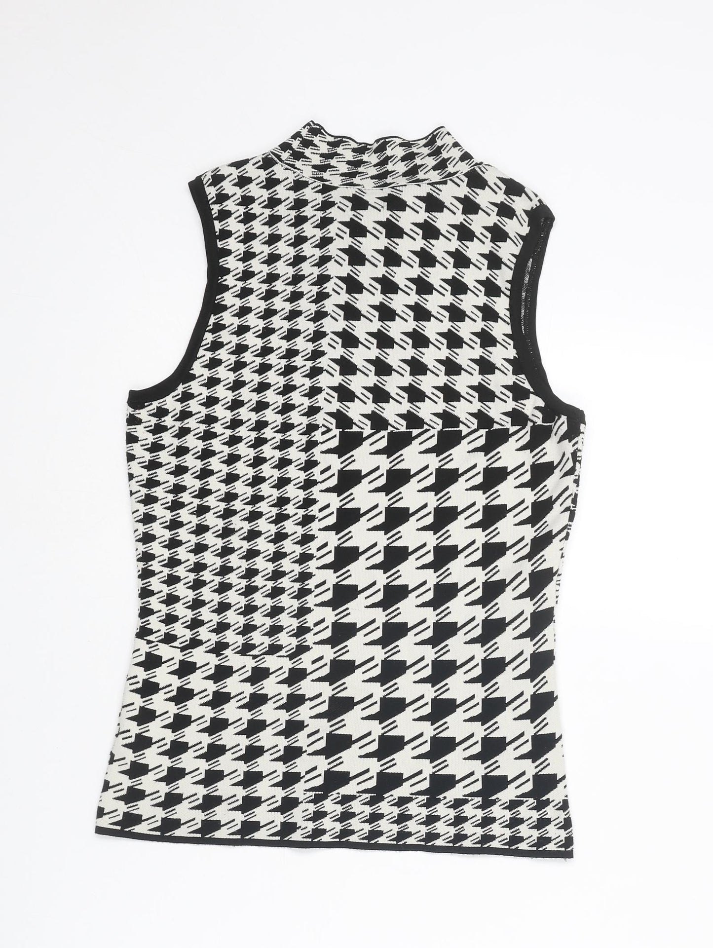 River Island Womens Black Mock Neck Geometric Polyamide Pullover Jumper Size 12