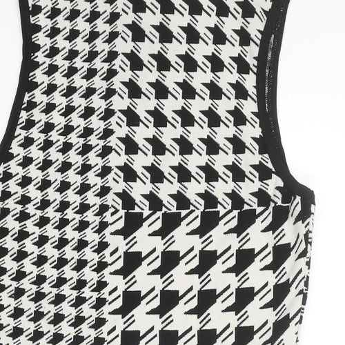 River Island Womens Black Mock Neck Geometric Polyamide Pullover Jumper Size 12
