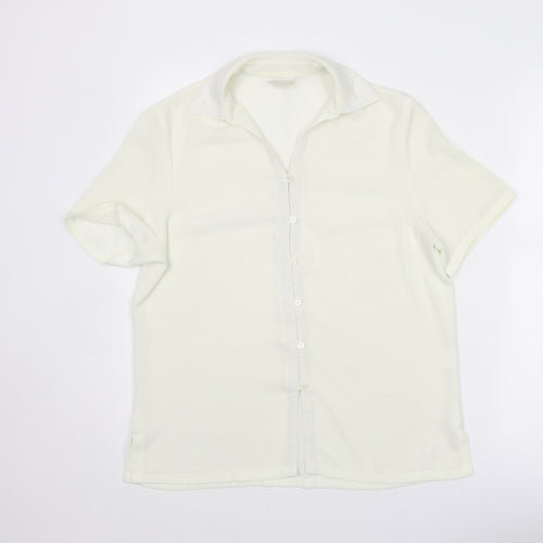 Eastex Womens Ivory Polyester Basic Button-Up Size 10 Collared