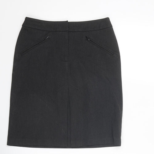Warehouse Womens Grey Polyester A-Line Skirt Size 10 Zip